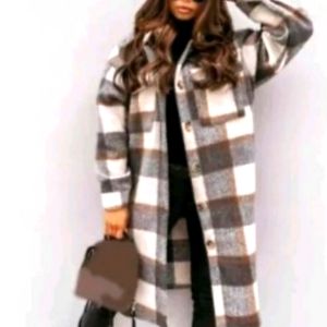 Plaid shacket overcoat